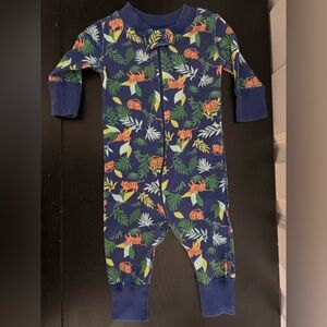 Hanna Andersson Navy One-Piece with Orange Tiger & Green Leaf Print